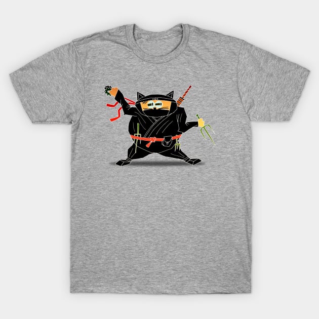 Cat Ninja, Kitten Ninja Cartoon T-Shirt by DimDom